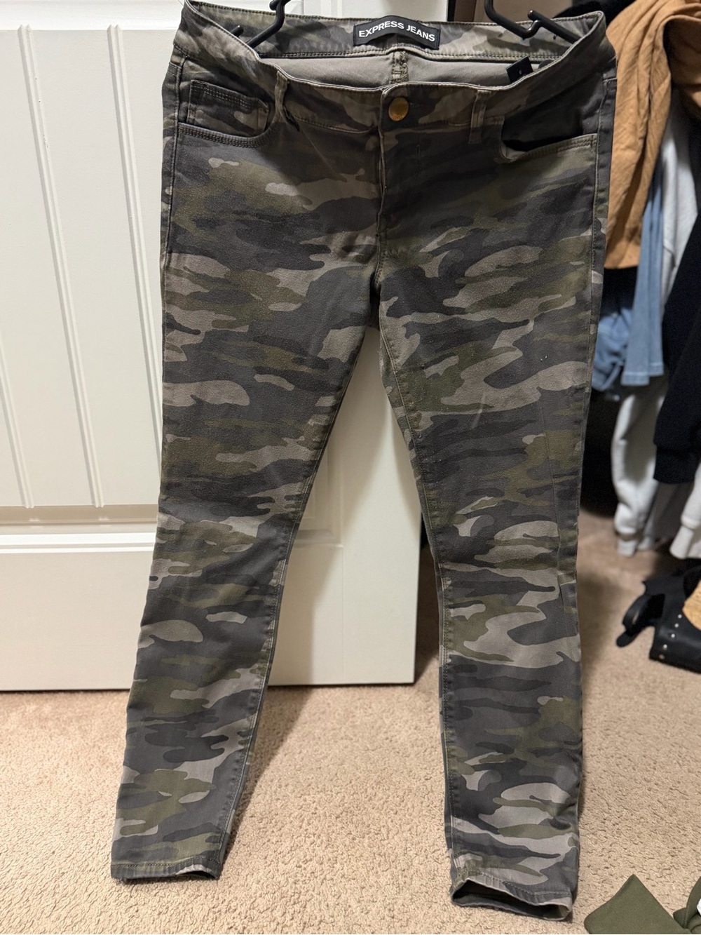 Express Olive & Grey Camo Skinny Jeans
